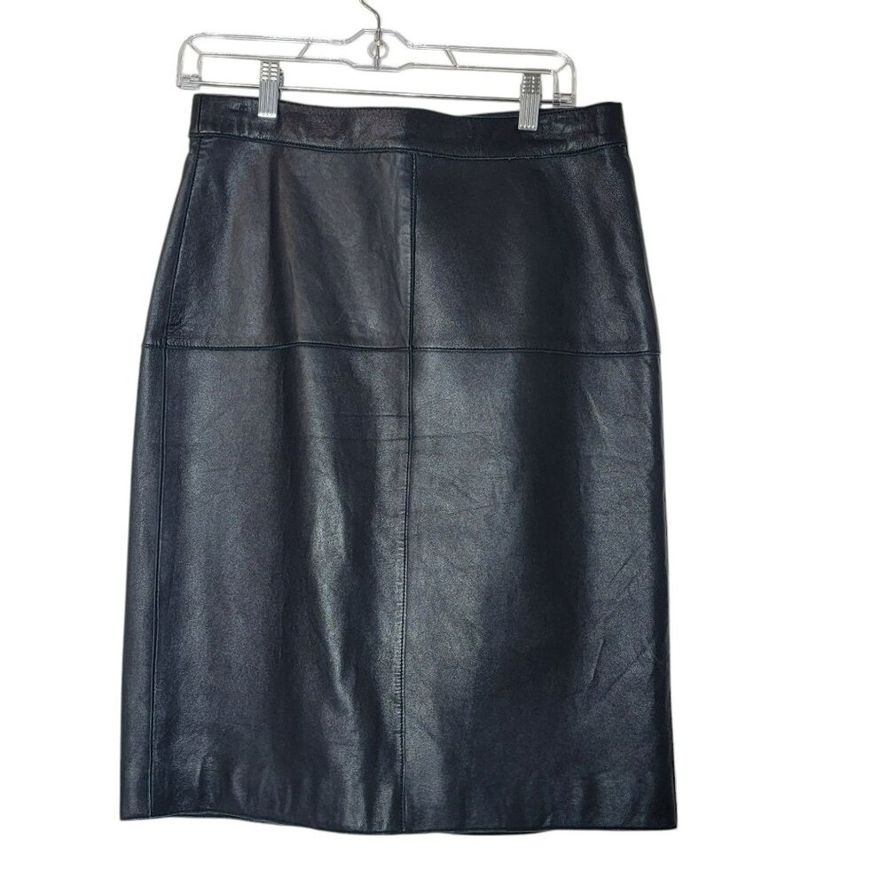 Isaac Mizrahi by Target Skirt, Women 6, Black, 100% Leather, Knee Length, EUC